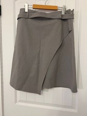 Zara Light Gray A-Line Wrap Skirt